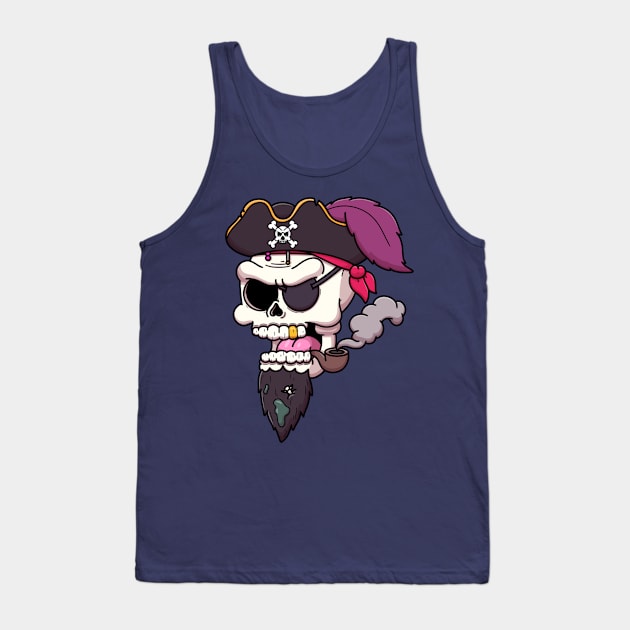 Pirate Captain Skull Tank Top by TheMaskedTooner